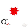 Red Herrnhuter Moravian Star Set A4 with outdoor cable and light kit for indoor and outdoor Christmas decorating