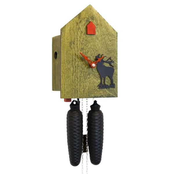 Contemporary green STYLE cuckoo clock by Rombach & Haas, German-made with 8-day mechanical movement.