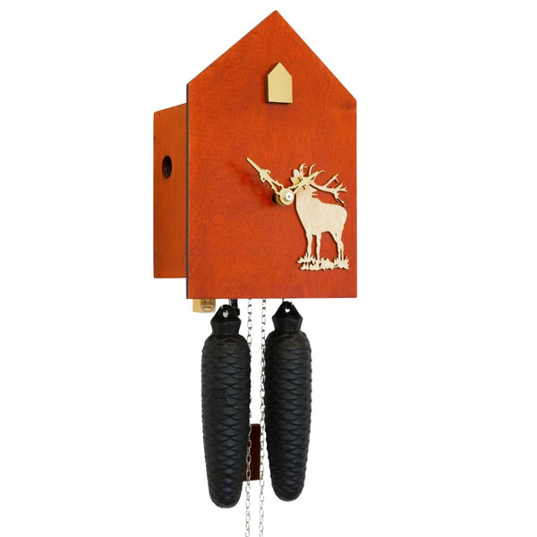 Handcrafted red Black Forest STYLE cuckoo clock, modern design by Rombach & Haas.