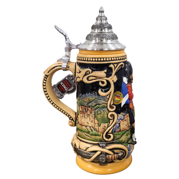Scotland Beer Stein featuring historic Scottish castle relief artwork and pewter lid by KING-WERK Germany