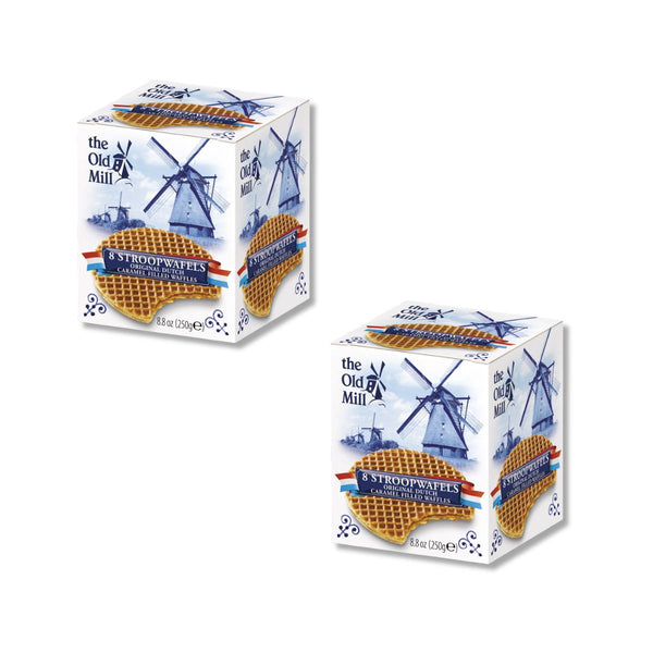 Two boxes of The Old Mill Original Dutch Caramel Stroopwafels