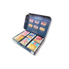 Open Teekanne Magic Winter tea gift box showing six varieties of individually wrapped fruit and herbal tea bags
