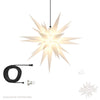 White Herrnhuter Moravian Star Set A7 with outdoor cable and light kit for indoor and outdoor Christmas decorating