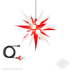 White and red Herrnhuter Moravian Star Set A7 with outdoor cable and light kit for indoor and outdoor Christmas decorating