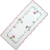 large white linen table runner forest foliage mushrooms red scalloped edge Funke Germany
