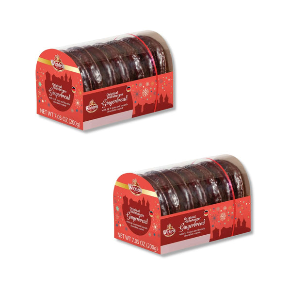 Two packs of Wicklein chocolate-covered Nuremberg Oblaten Lebkuchen gingerbread cookies, 7.05 oz each
