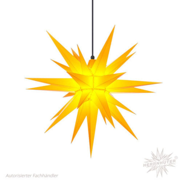 Yellow Herrnhuter Moravian Star A7 plastic illuminated Christmas star 28 inch handmade in Germany