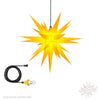 Yellow Herrnhuter Moravian Star Set A7 with outdoor cable and light kit for indoor and outdoor Christmas decorating