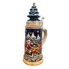 German Christmas beer stein with Santa sleigh, snowy forest, and ceramic Christmas tree lid by Zoeller & Born
