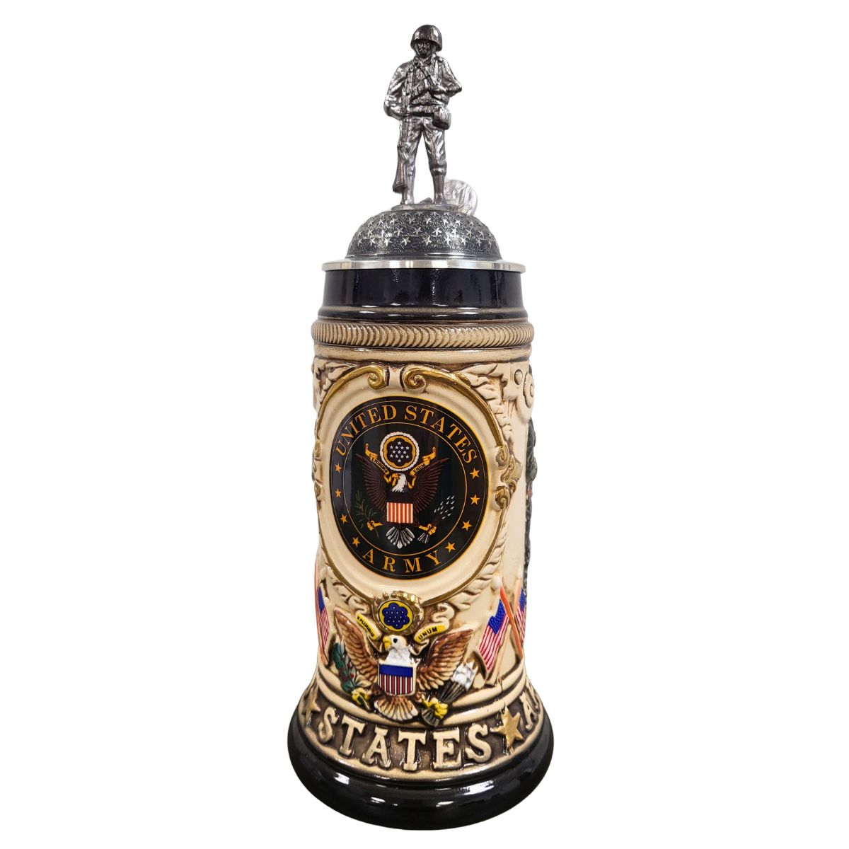 U.S. Army Beer Stein with Pewter Soldier Lid by Zoeller & Born
