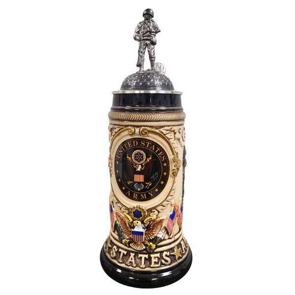 U.S. Army Beer Stein with Pewter Soldier Lid by Zoeller & Born