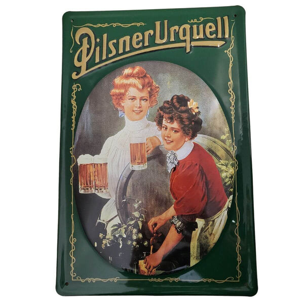 Pilsner Urquell Beer with Women - Vintage Style Metal Advertising Sign