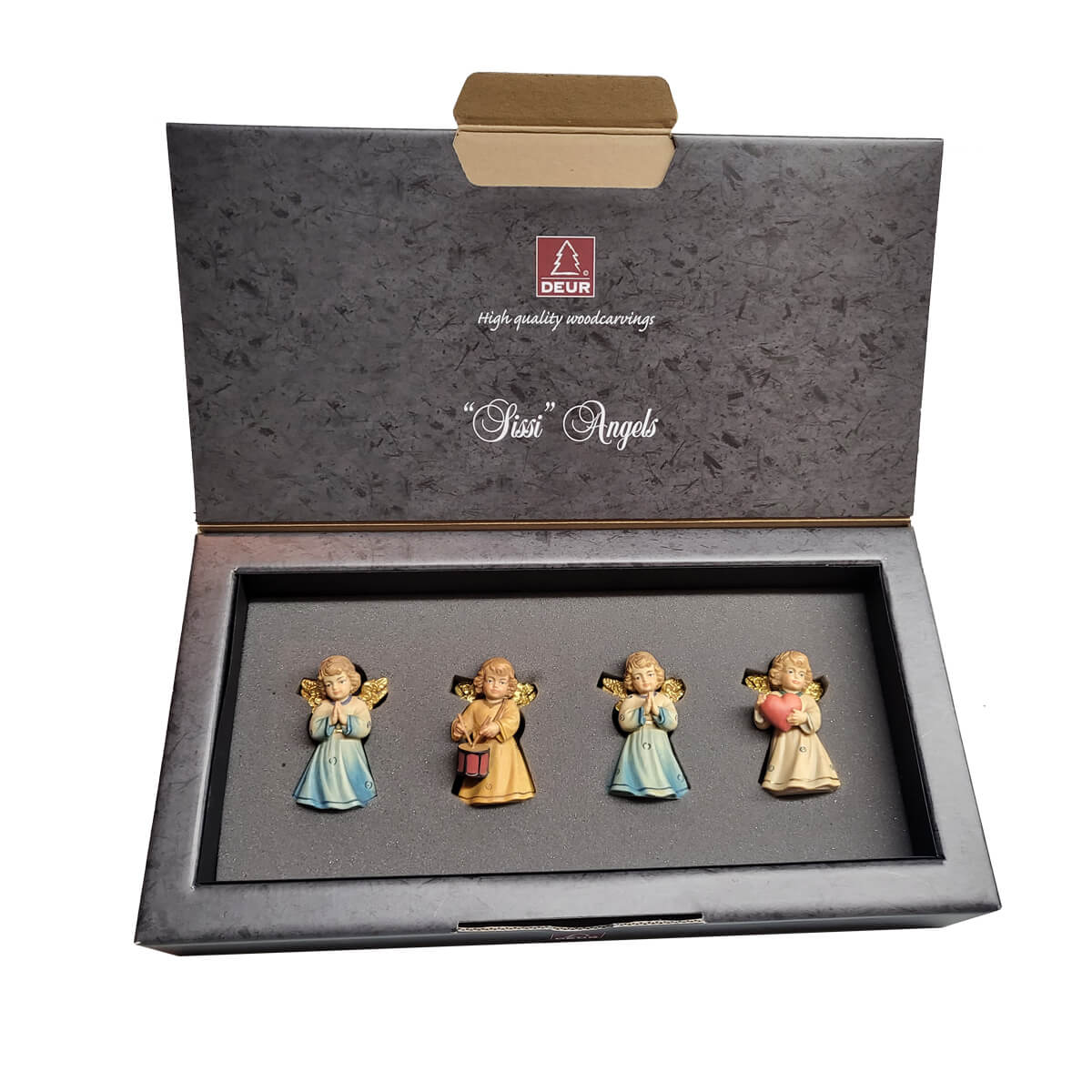 Sissi Angel with Heart - Hand Carved Wooden Angel Figurine