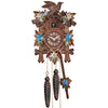 Hand Painted Edelweiss, Gentian Flowers, and a carved Bird on Engstler Traditional Black Forest Quartz Cuckoo Clock