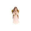 Sculpted wooden Angel figurine for Artis Nativity, with golden wings in a white dress, with hands folded in prayer.