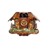Two large Bears standing up between Fir Trees and Tree Stumps on an August Schwer Chalet Cuckoo Clock