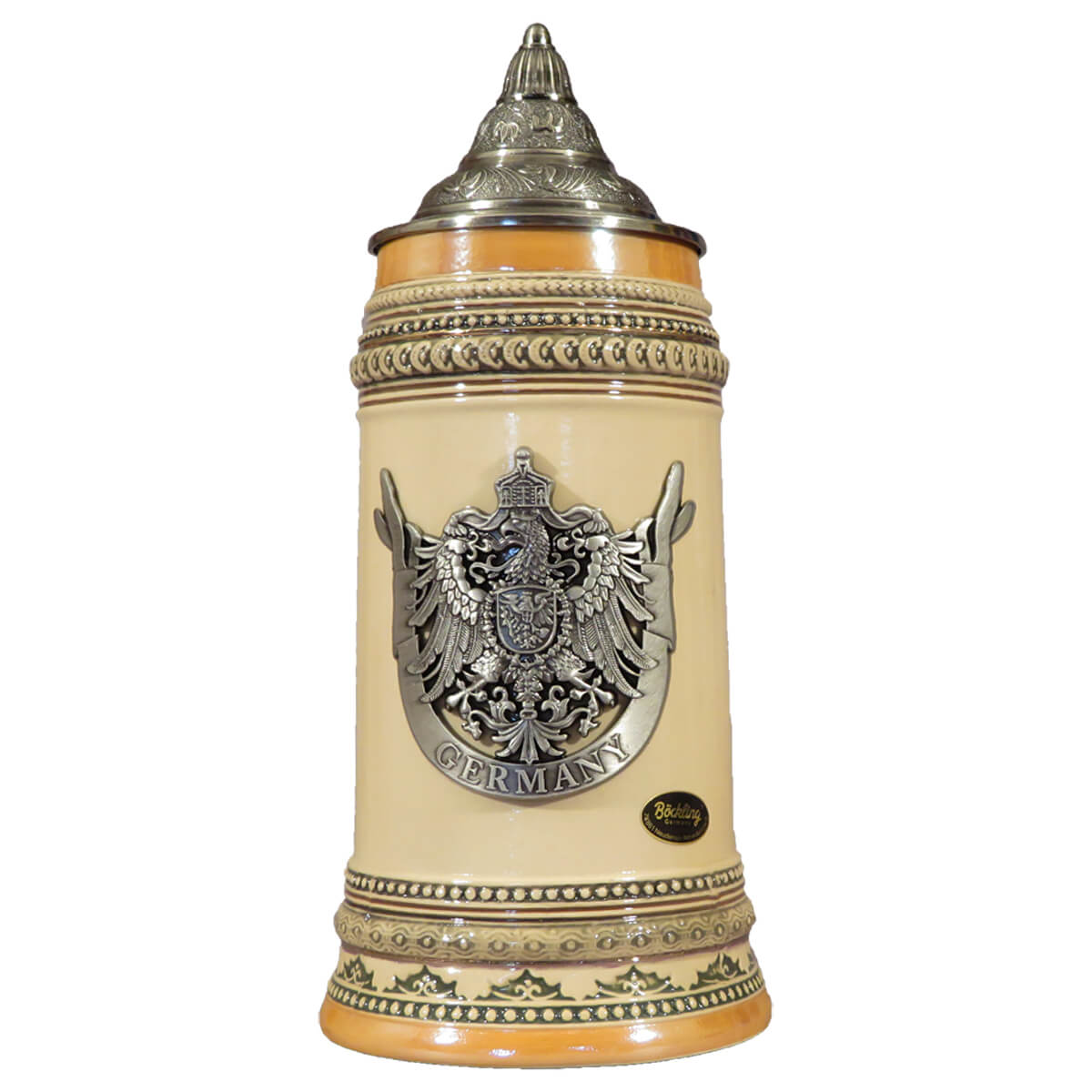 Beer Stein - Gutsherren with Metal German Crest & Lid