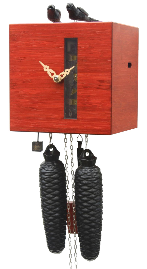 Cuckoo Clock - 8-Day Modern Clock in Red Wood - Romba