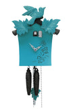 Cuckoo Clock - 1-Day Turquoise Modern with Bird & Leaf Motif - Romba