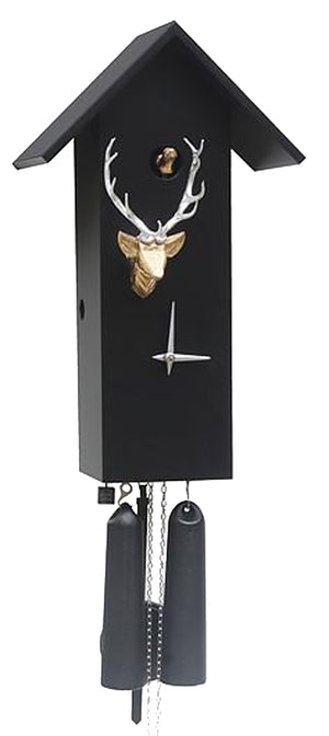 Cuckoo Clock - 8-Day Tall Modern Black Clock with Stag Head - Romba
