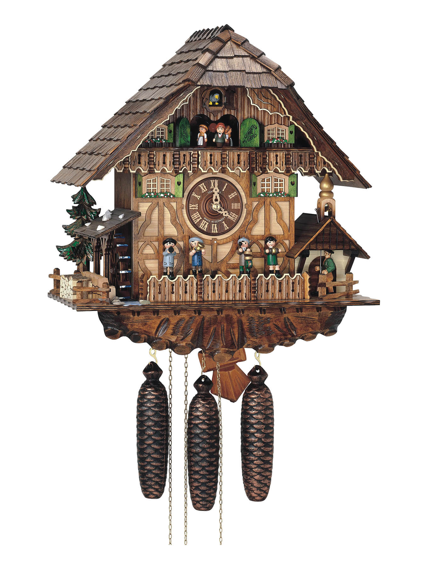 Cuckoo Clock 8Day Black Forest Chalet with Musicians Schneider