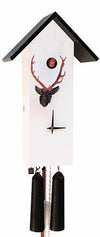 Cuckoo Clock - 8-Day Tall Modern White Clock with Stag Head - Romba