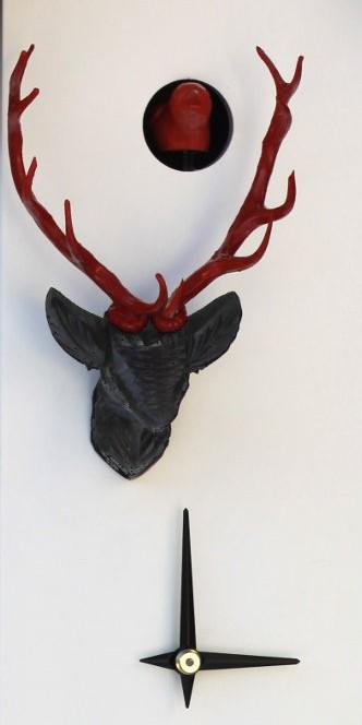 Cuckoo Clock - 8-Day Tall Modern White Clock with Stag Head - Romba