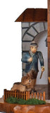 A Man a and his Dog walking through the City Gate on a Half-Timbered Schneider Chalet Cuckoo Clock