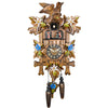 Hand Painted Edelweiss, Gentian Flowers, and a carved Bird on Engstler Traditional Black Forest Cuckoo Clock