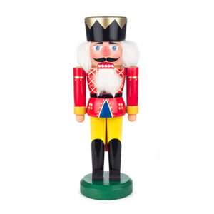 This Dregeno Nutcracker - King Glazed is a unique figure that stands 13 inches tall and is perfect for adding some festive charm to your home. Featuring a regal red uniform jacket, yellow pants, black hat, white beard, and black boots, this nutcracker is sure to bring joy and wonder to your holiday season.