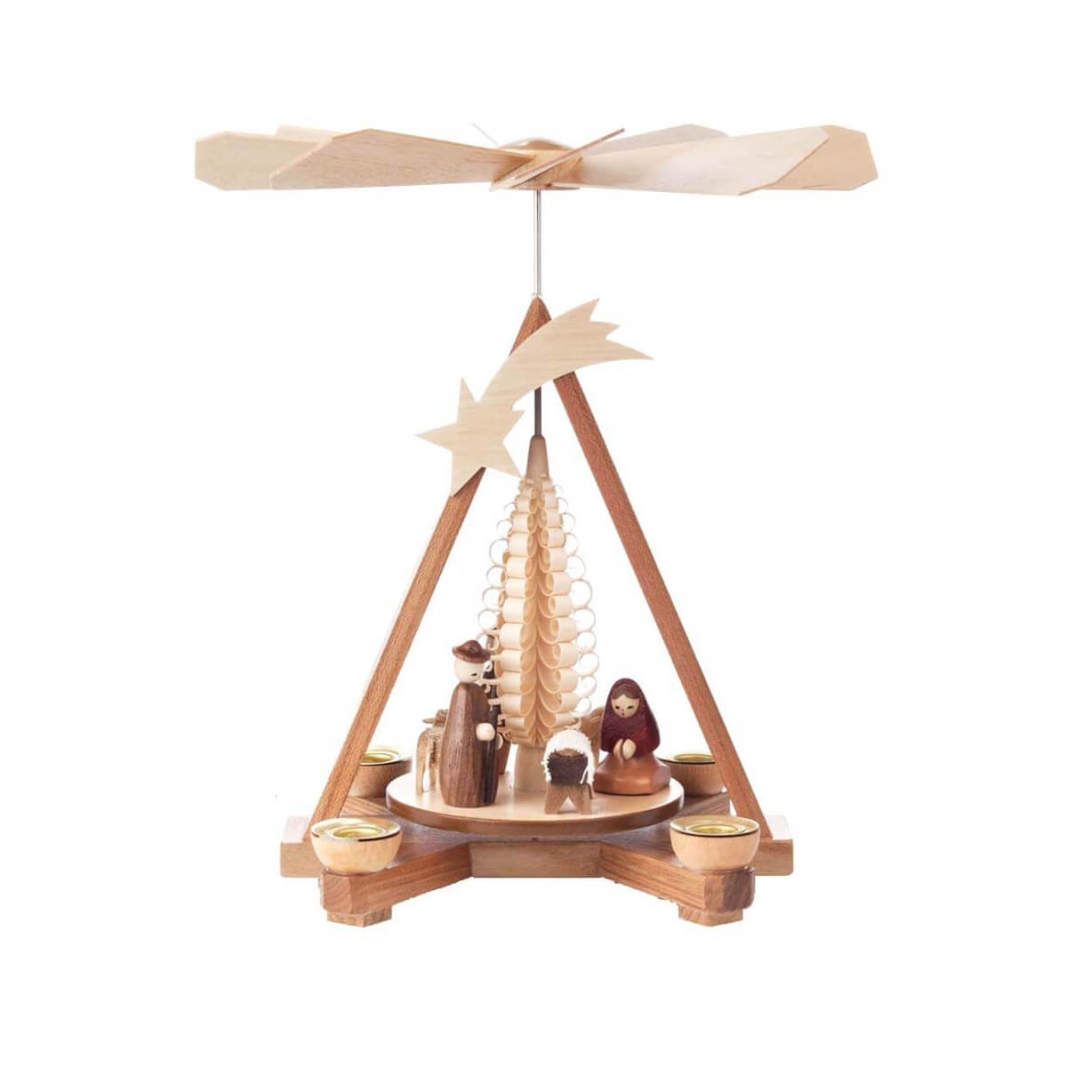 1-Tier Pyramid - Nativity Scene - Natural Wood (29 cm/11in) by Richard Glässer 1-Tier Pyramid - Nativity Scene - Natural Wood (29 cm/11in) by Richard Glässer