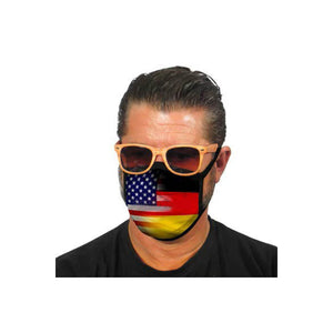 Man wearing a German-American Friendship Mask from Pfaff