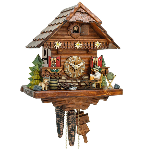 Cuckoo Clock - 1-Day Chalet with Moving Beer Drinker - HEKAS