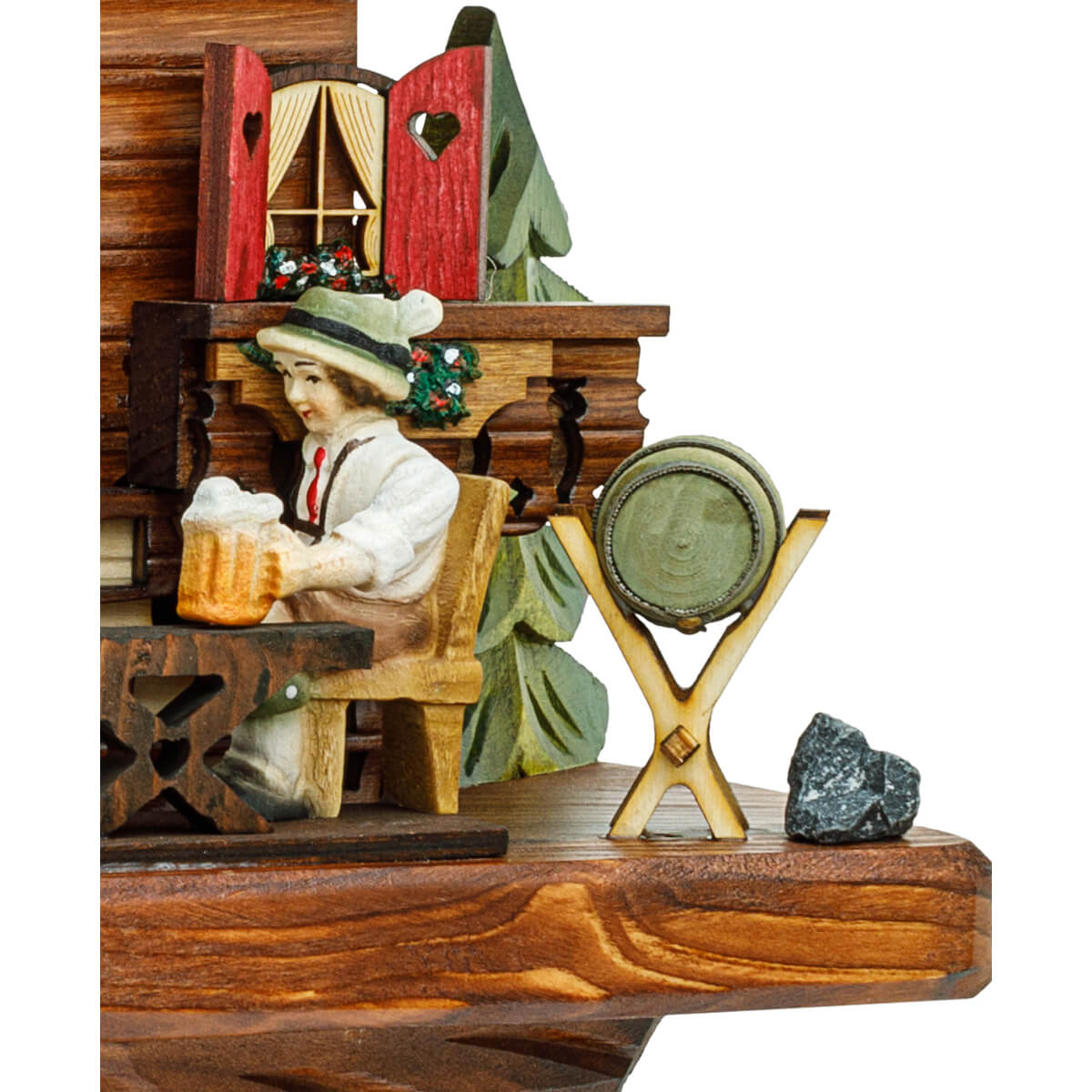 Cuckoo Clock - 1-Day Chalet with Moving Beer Drinker - HEKAS