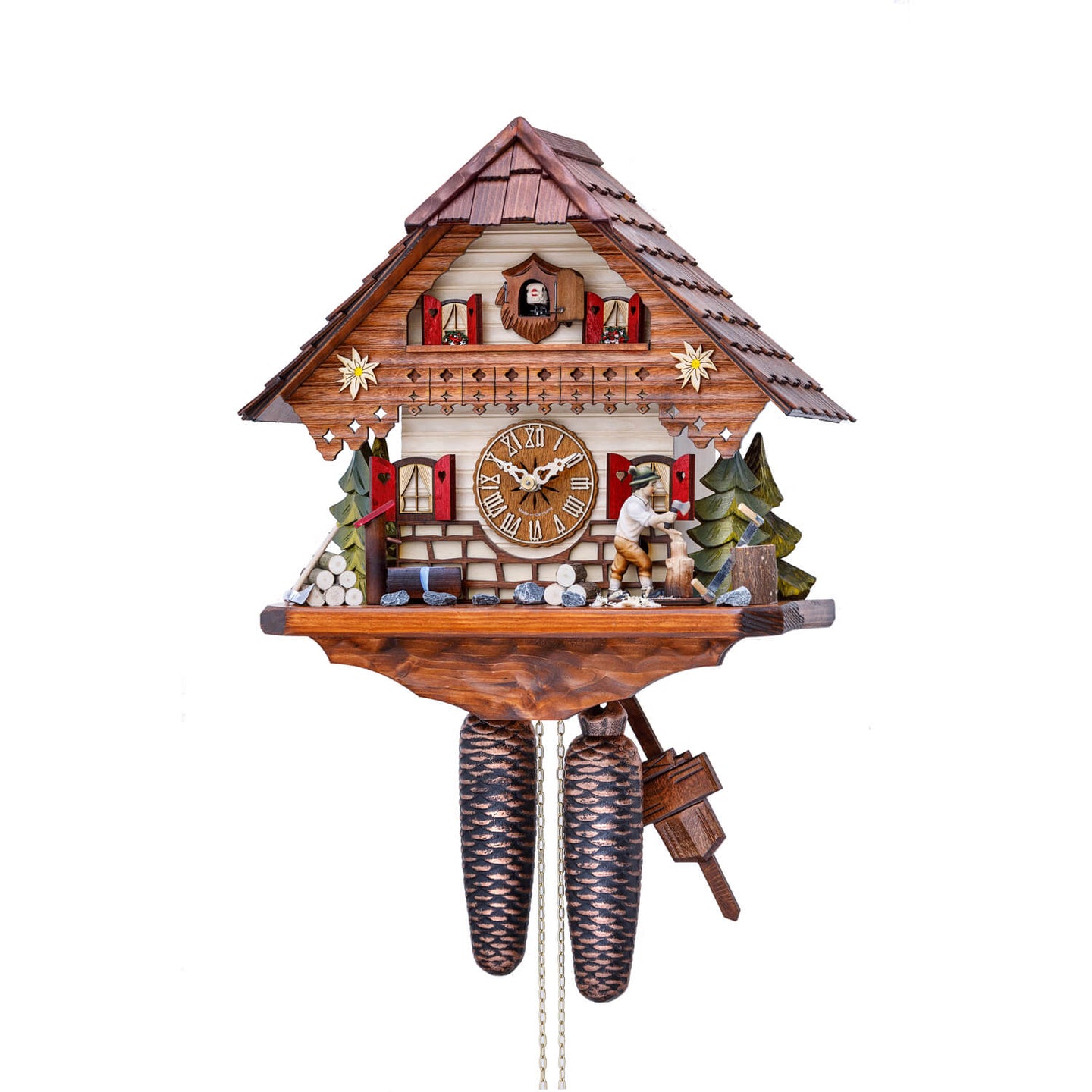 Cuckoo Clock 8Day with Wood Chopper HEKAS Fehrenbach Black Forest