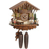 A Biergarten with a Waitress bringing Beer Mugs to two Bavarian Men on a Hekas Black Forest Cuckoo Clock