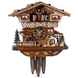 Hones 1 Day Chalet Clock with Woodchopper, Water Wheel, Dancers, and Music