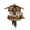 Hones 1 Day clock with beer drinkers, waitress, spinning water wheel, and music