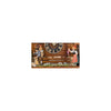 Zoomed in picture of the clock peddler featured front and center on the clock
