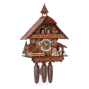 Hones 8 Day clock with Wood Chopper, Music, and Dancers