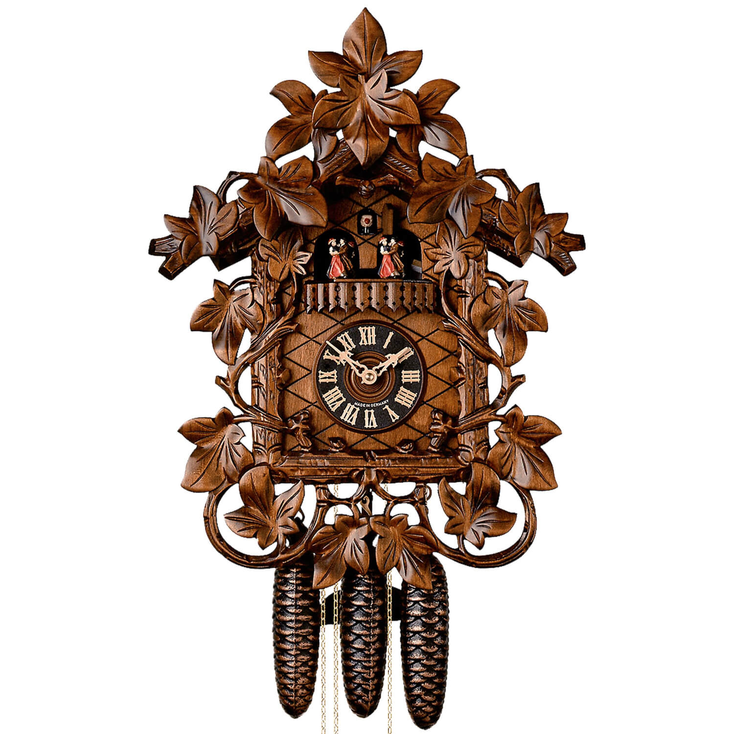 Hones 8 Day Clock with Ornate Leaf Carvings