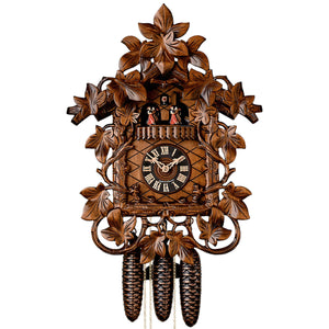 Hones 8 Day Clock with Ornate Leaf Carvings