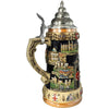 This hand-painted relief beer stein shows a panorama of notable scenes and landmarks from England including: Oxford, York, Windsor Castle & Cambridge.