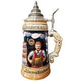 Oktoberfest Beer Stein with a musician playing songs on his accordion