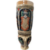 handmade German beer boot stein (das Boot) in ivory and cobalt. Back: "Wenn andere zu Boden sinken, Trink aus und geh dann heim" - "Once others sink to the ground, drink up and then go home."