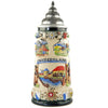 Green and beige Beer Stein with the landmarks of Switzerland. 