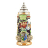 This KING Beer Stein has a Leprechaun in a green suit toast You with a full Beer Mug. Below is an "Ireland" Banner and the Irish Coat of Arms, which includes the famous Blarney Stone.
