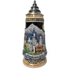 Beer Stein with the view of the enchanting castle of Neuschwanstein in front of the Alps
