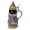 Beer Stein with a view of the romantic village of Rothenburgand an ornate Pewter Lid.