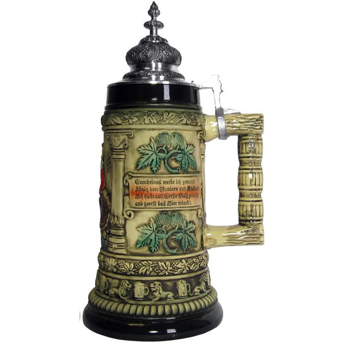 This side of the Tankard is decorated with a banner on which is written: 